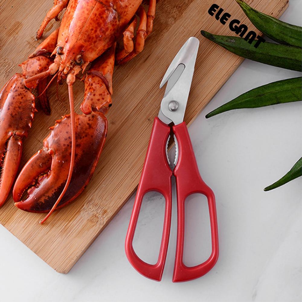 [Elegan] Gunting Seafood Dilepas Stainless Steel Shear Snip Shell Udang Peeler Lobster Udang Ikan Alat Masak Pemotong Sayuran