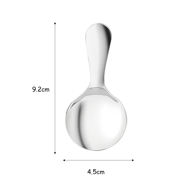 1pc Sendok Kepala Bulat Gagang Pendek/Sendok Desserts Es Krim Stainless Steel/Sendok Teh Kopi Peralatan Makan Dapur