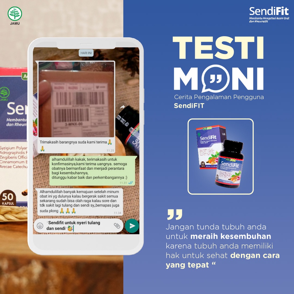 Sendifit Sendi Fit Kapsul Obat Herbal Nyeri Sendi Nyeri Otot Saraf Kejepit Asam Urat Sakit Lutut Sakit Pinggang Pegal Linu Rematik Kesemutan Sakit Kaki Pengoroposan Tulang Kaki Bengkak Patah Tulang ORIGINAL