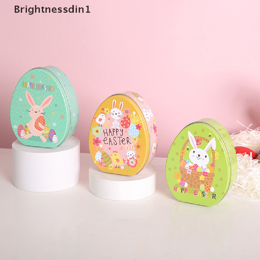 [Brightnessdin1] Easter Box Candy Tins Boxes Gift Cookie Storage Tinplatelids Telur Bunny Jar Butik