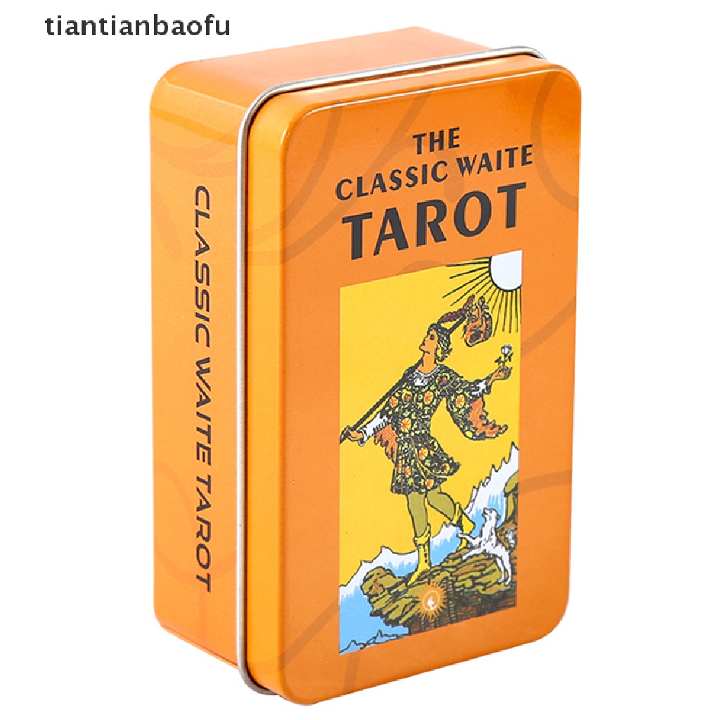 [tiantianbaofu] Kotak Besi Rider Waite Tarot Card Ramuan Ramalan Deck Party Game w/Manual Boutique