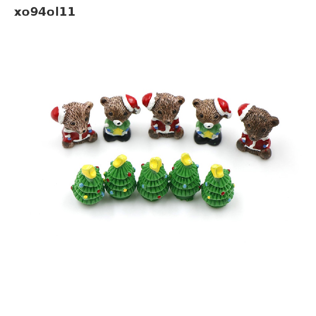 Xo 5pcs Patung Pohon Natal Xmas Tupai Dekorasi Taman Miniatur Lanskap Mikro OL