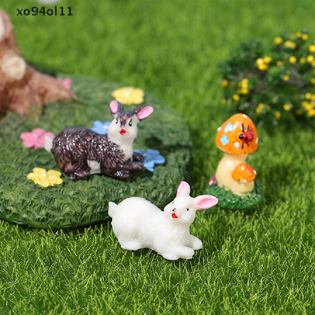 Xo Fairy Garden Miniatur Pemandangan Flamingo Kecil Patung Hewan Kelinci Kecil Beruang Terrarium Dekorasi Aksesoris Rumah Boneka Mainan OL