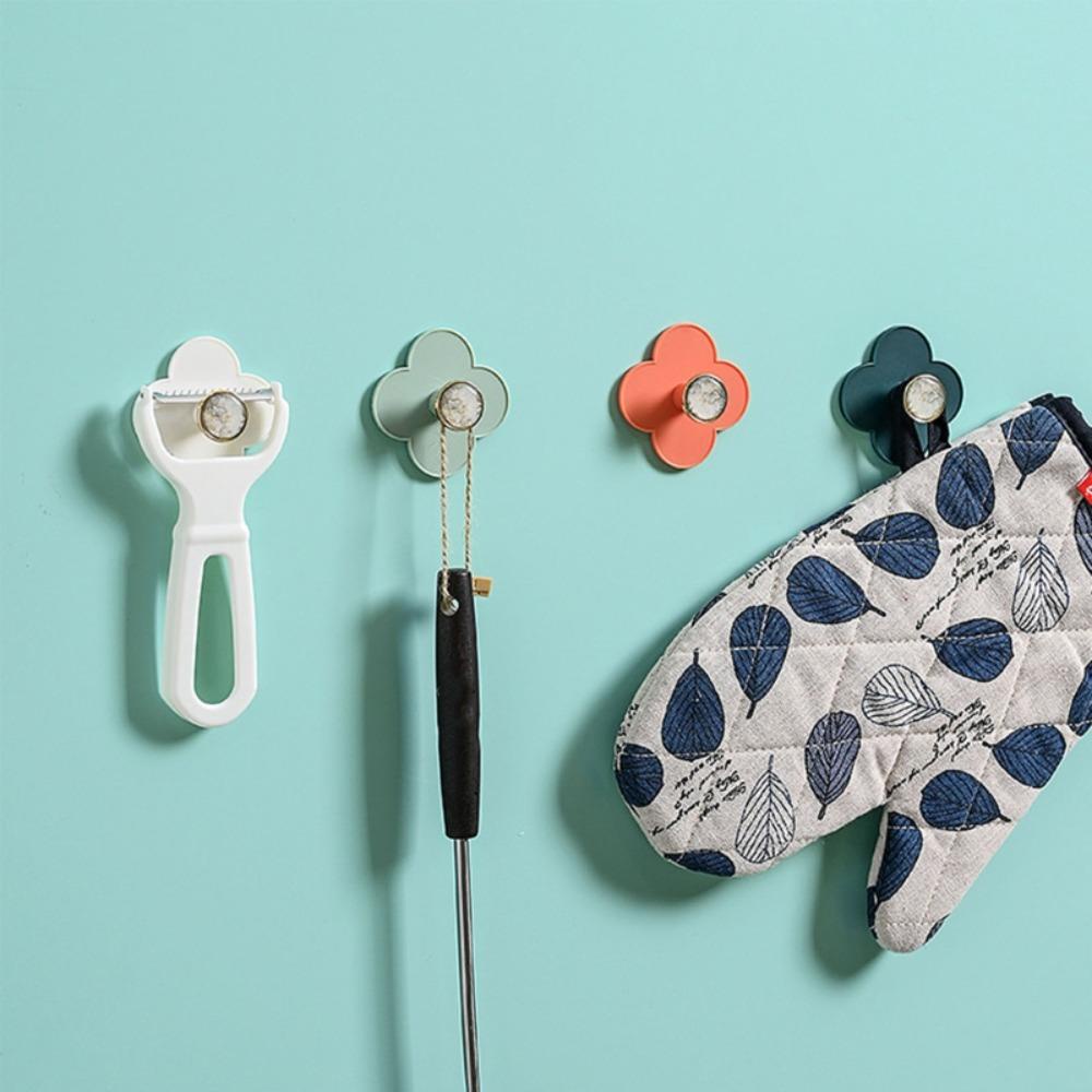 [Elegan] Kait Baju 4 Pcs Kreatif Pintu Belakang Kuat Viscose Lengket Perekat Diri Gantungan Kunci Hanger