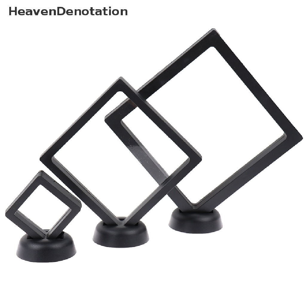 [HeavenDenotation] Persegi 3D Floag Perhiasan Koin Display Frame Holder Box Case w/Stand HDV