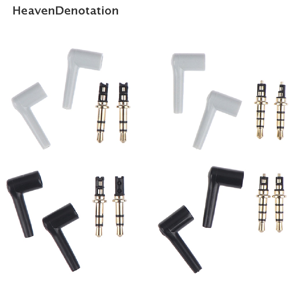 [HeavenDenotation] 2pcs/lot 90derajat jack plug headset stereo 3.5mm 4tiang 3.5 Lapis Emas HDV