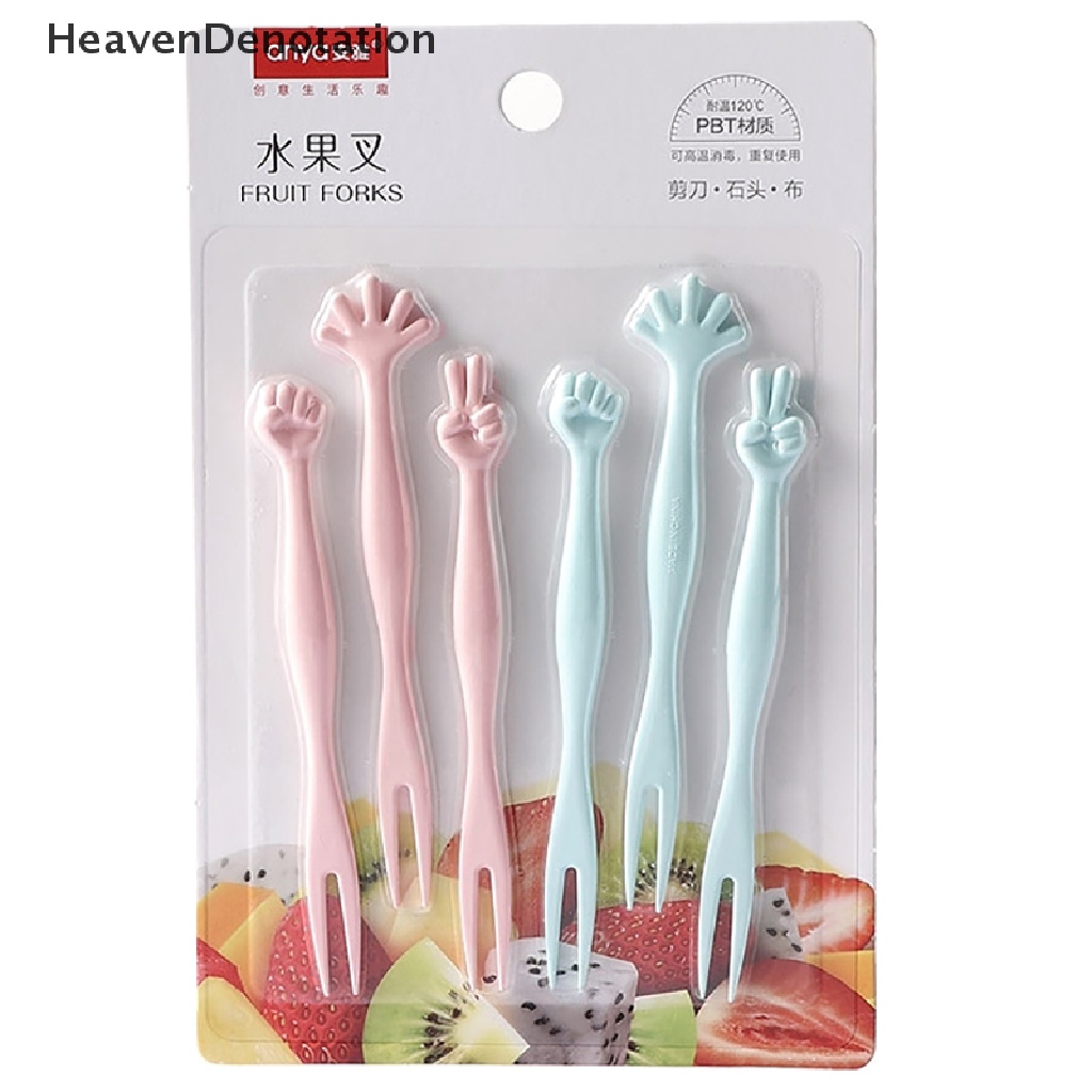 [HeavenDenotation] 6pcs Garpu Buah Lucu Garpu Makanan Penutup Kue Food Fork Tusuk Gigi Lunch Party BentoFork HDV