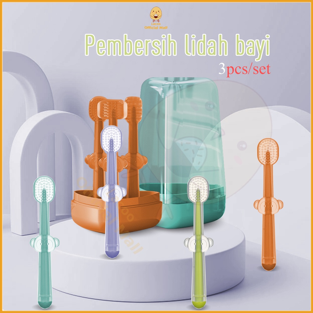 Lacoo Sikat gigi bayi set Pembersih lidah bayi Oral cleaner baby 4in1