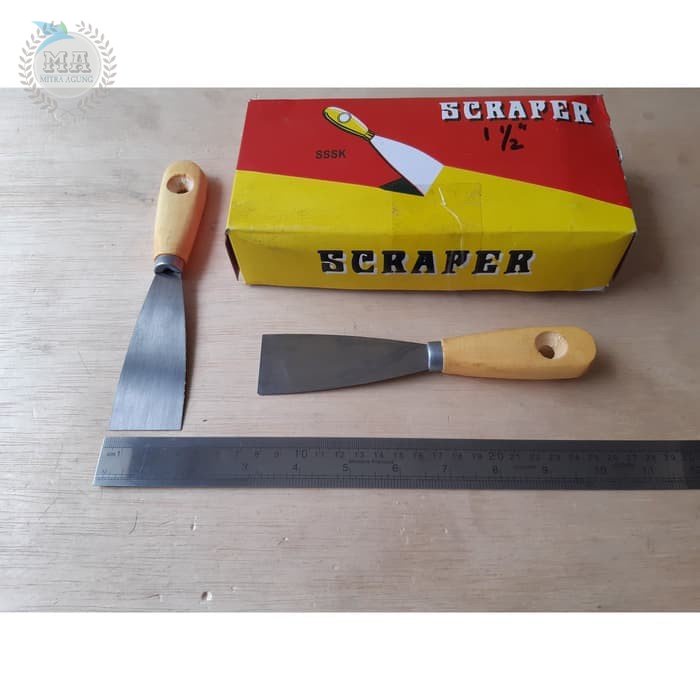 Scraper - Skrap - Sekrap - Alat Dempul - Kape Gagang Kayu 1.5 inch