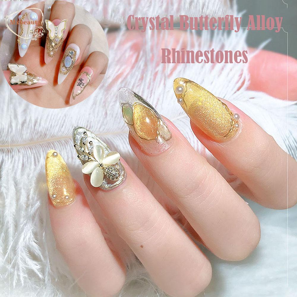 Mxbeauty 10pcs / Lot Berlian Imitasi Bentuk Kupu-Kupu 3d Bahan Alloy Untuk Dekorasi Nail Art Butterfly