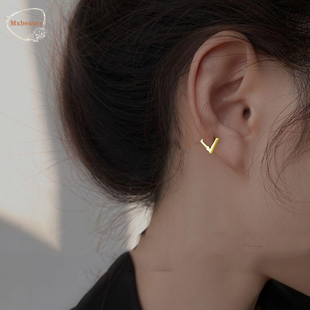 Mxbeauty Anting Segitiga Trendy Geometris Perempuan Lingkaran Anting Alloy Hip hop Pria Telinga Gesper