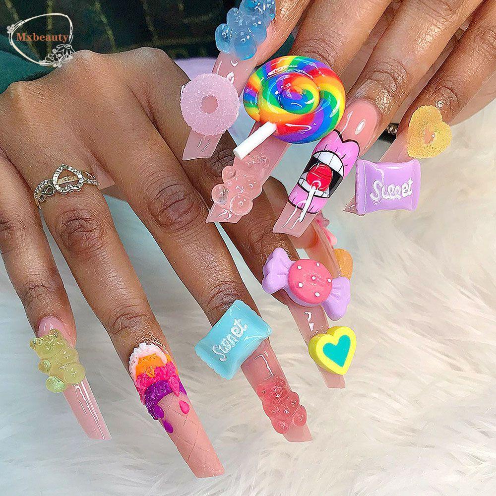 Mxbeauty Ornamen Permen Lolipop 3d Bahan Resin Untuk Dekorasi Nail Art