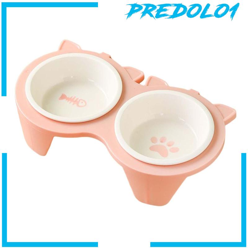 [Predolo1] Mangkuk Makanan Kucing Miring Untuk Kucing Indoor Wadah Makanan Piring Makan