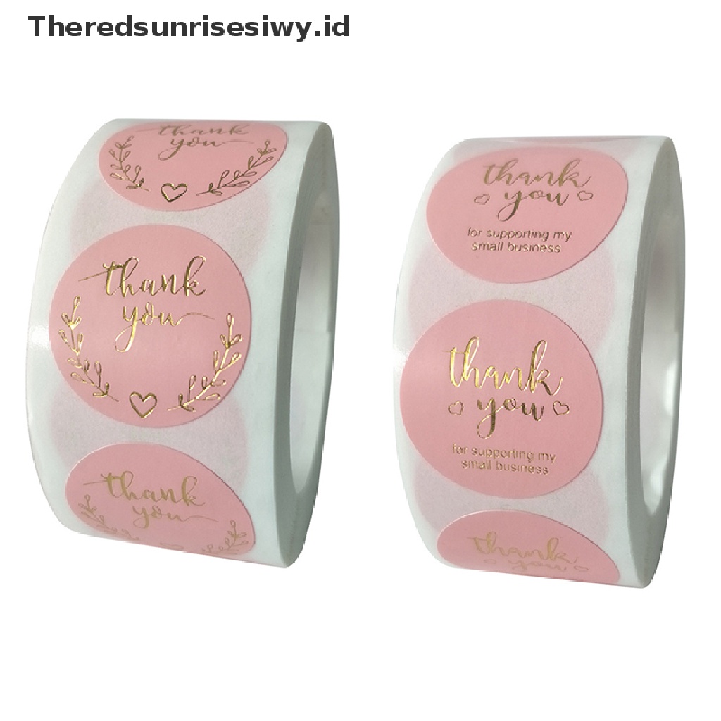 # Kado Mom &amp; PAPA DIY # 500pcs Per roll Thank You Sticker Segel label Pink label Kertas Sticker~