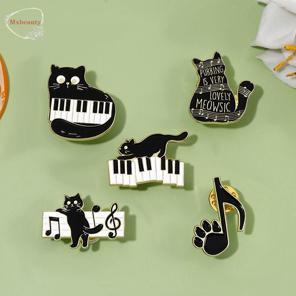 Mxbeauty Wanita Kucing Bros Kasual Halus Indah Piano Sweater Aksesoris Catatan Musik Alloy Kitten Pakaian Aksesori