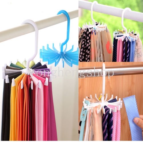 Kait Berputar 360derajat Rak Dasi Gantungan Sabuk Kreatif 20cakar Gantungan Hook Syal Pemegang Hemat Ruang Penyimpanan Lemari Organizer Dasi Display Bingkai