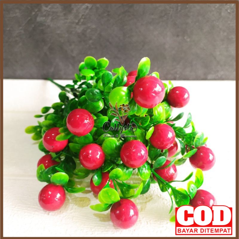 COD BUNGA BUAH MINI ARTIFICIAL CABANG 5 - UNTUK DEKORASI RUMAH/BUAH BUAHAN PASLU/CERI PALSU/PERSIK/B