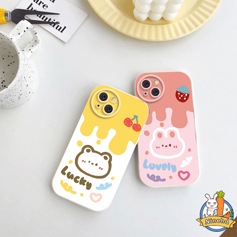 IPHONE Casing Kompatibel Untuk Iphone14 13 12 11 Pro Max X Xr Xs Max8 7 6 6s Plus SE 2020 Baru Kartun Cream Kelinci Lensa Full Cover Pelindung Ponsel Case Bantal Udara Anti Jatuh Soft Case