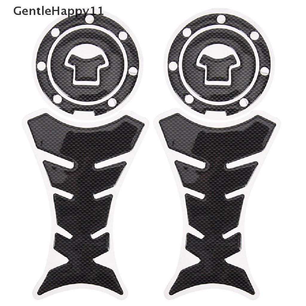 Gentlehappy 2x Motor Universal 3D Serat Karbon Gel Bahan Bakar Gas Pad Pelindung Stiker id