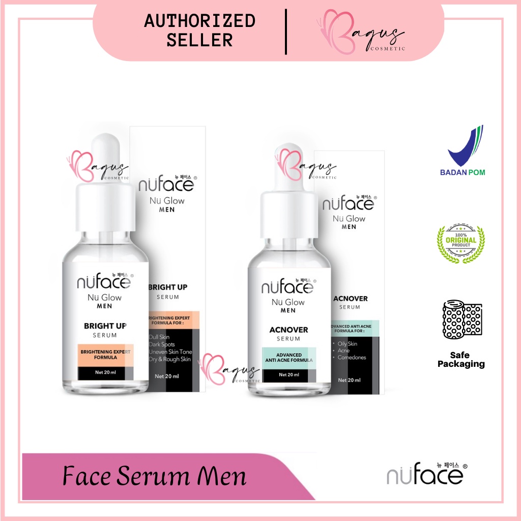 ⭐BAGUS⭐ NUFACE Nu Glow Men Serum 20ml | Acnover | Bright Up | Serum Wajah Pria