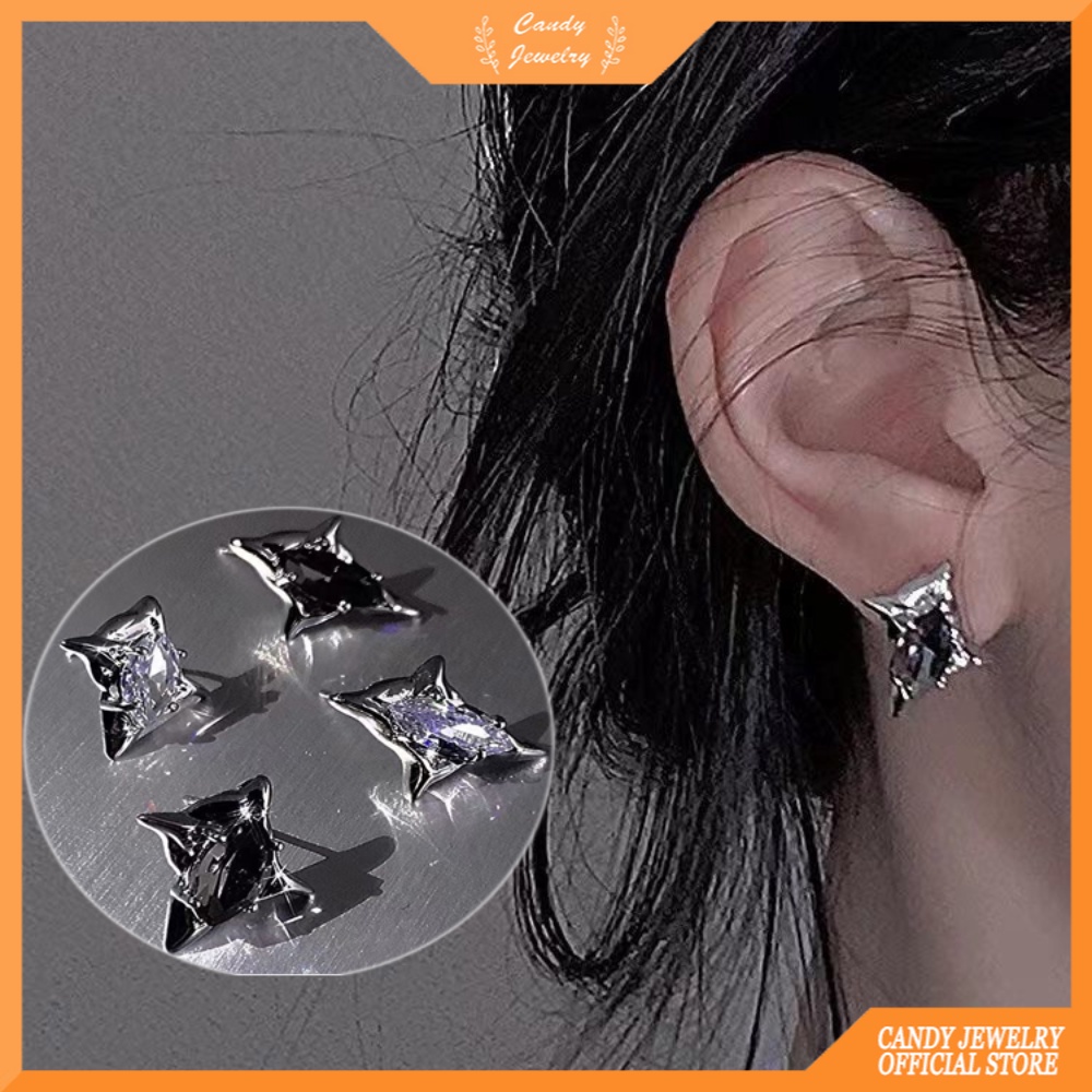 Anting Wanita Titanium Anti Karat Ala Korea Niche Mewah Anting Zirkon Tidak Teratur Sebagai Hadiah Untuk Pacar Perhiasan Permen