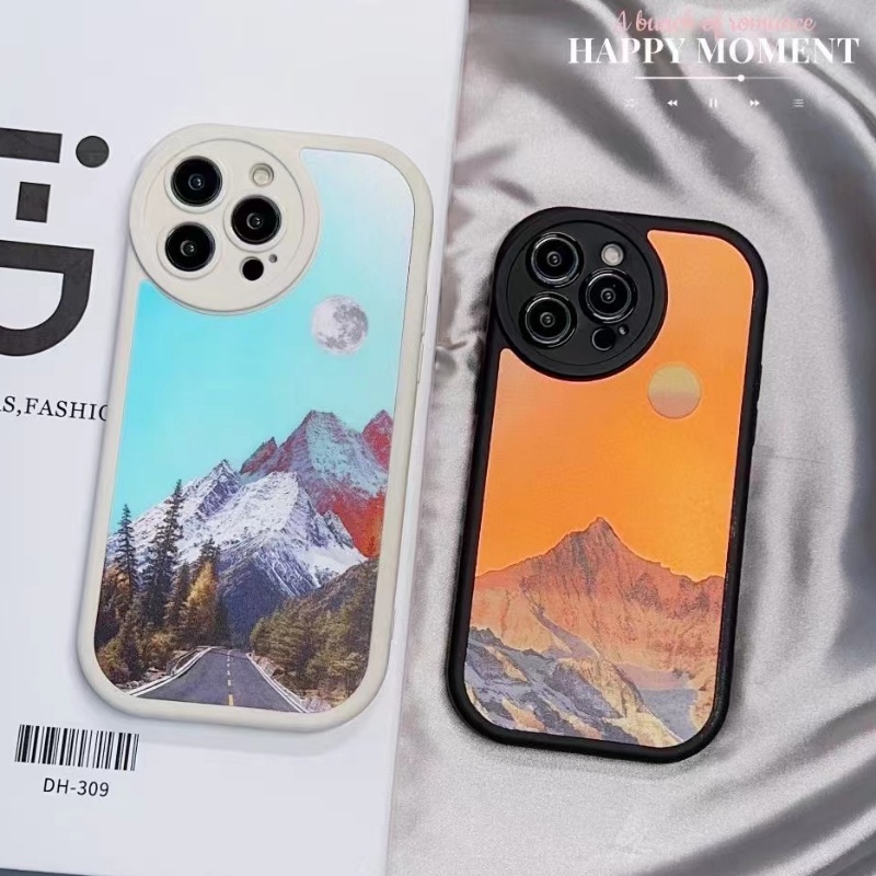 IPHONE Casing Pelindung Laser Warna-Warni Cocok Untuk Iphone14 13 12 11 Pro X XS Max7 8 14 Plus Soft Case XR Full Cover Lens Landscape Case