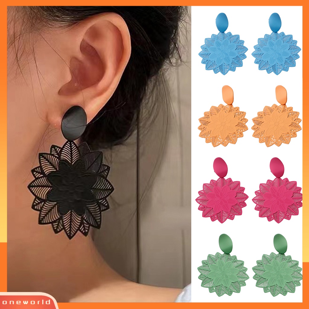 [EONE] 1pasang Anting Pejantan Berlebihan Temperamen Ramping Gothic Dainty Nonallergic Retro Berongga Bunga Drop Earrings Perhiasan Fashion