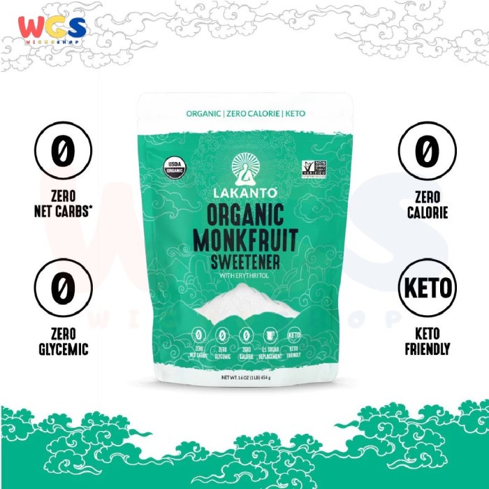 Lakanto Organic Monkfruit Sweetener With Erythritol White Sugar 454gr