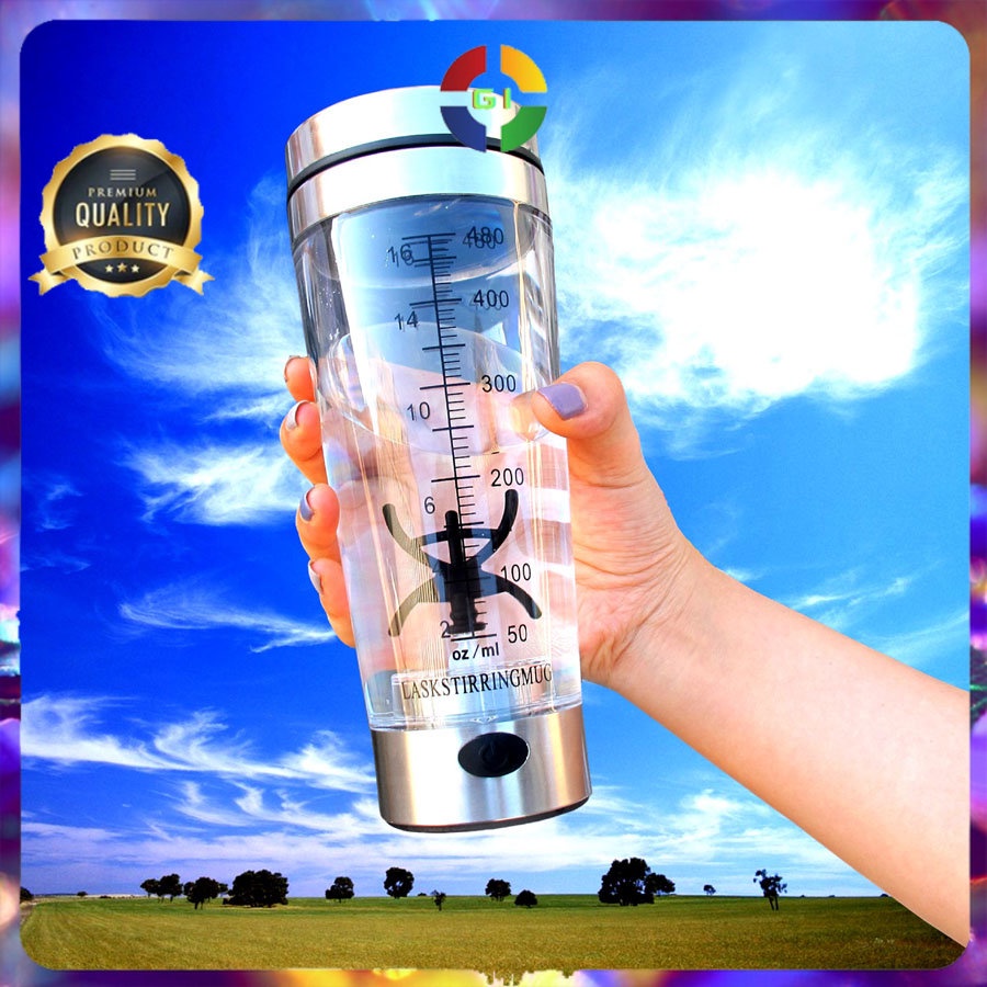 Botol Minum Protein Electric Shaker Portable 480 ml Transparent