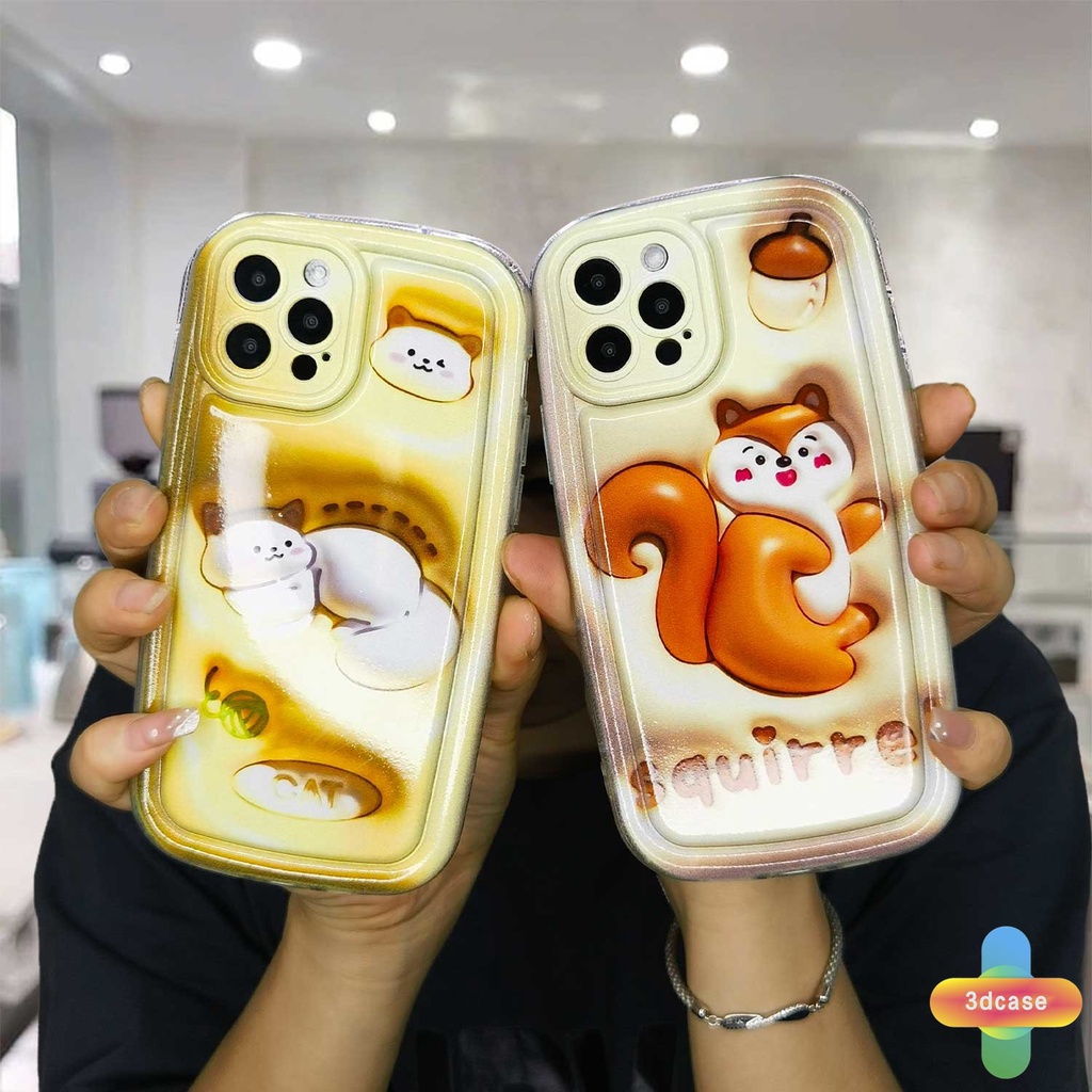 Compatible For Case IPhone 13 12 11 14 PRO MAX 6 7 6S 8 14 Plus X XR XS MAX 11 12 13 Se 2020 6SPlus 7Plus 6Plus 8Plus 14Plus XSMAX Cartoon  Squirrel Silicone Soap Case