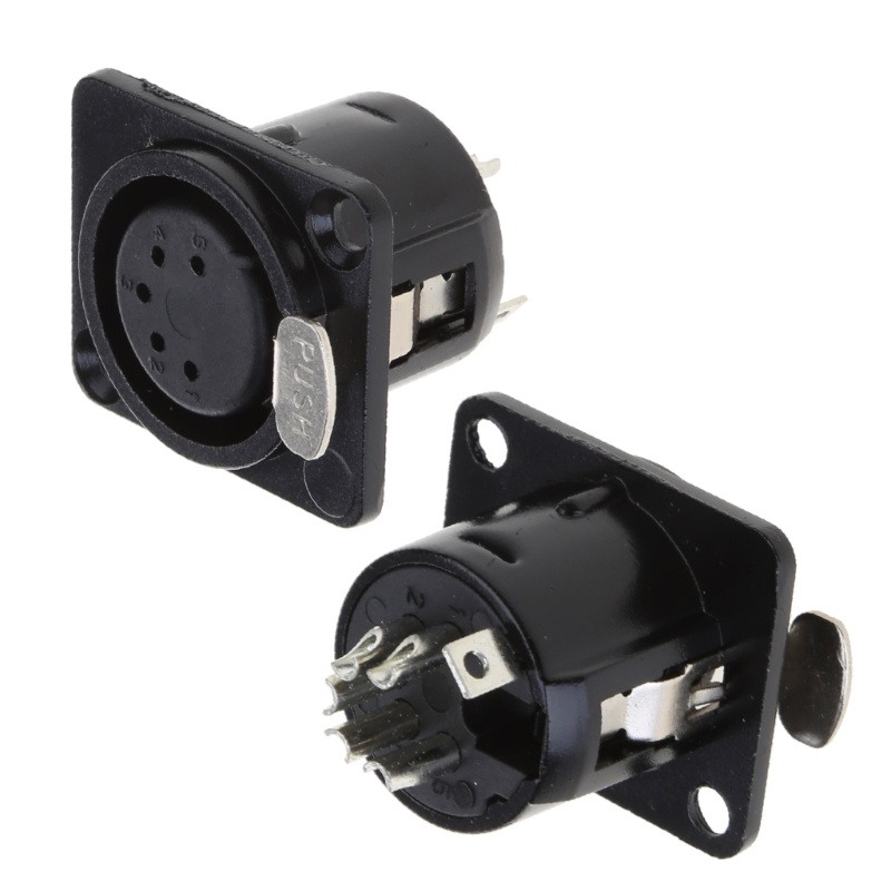 Zzz Konektor XLR 5-core Female Jack Socket Panel Mounted Type Bentuk Persegi Base