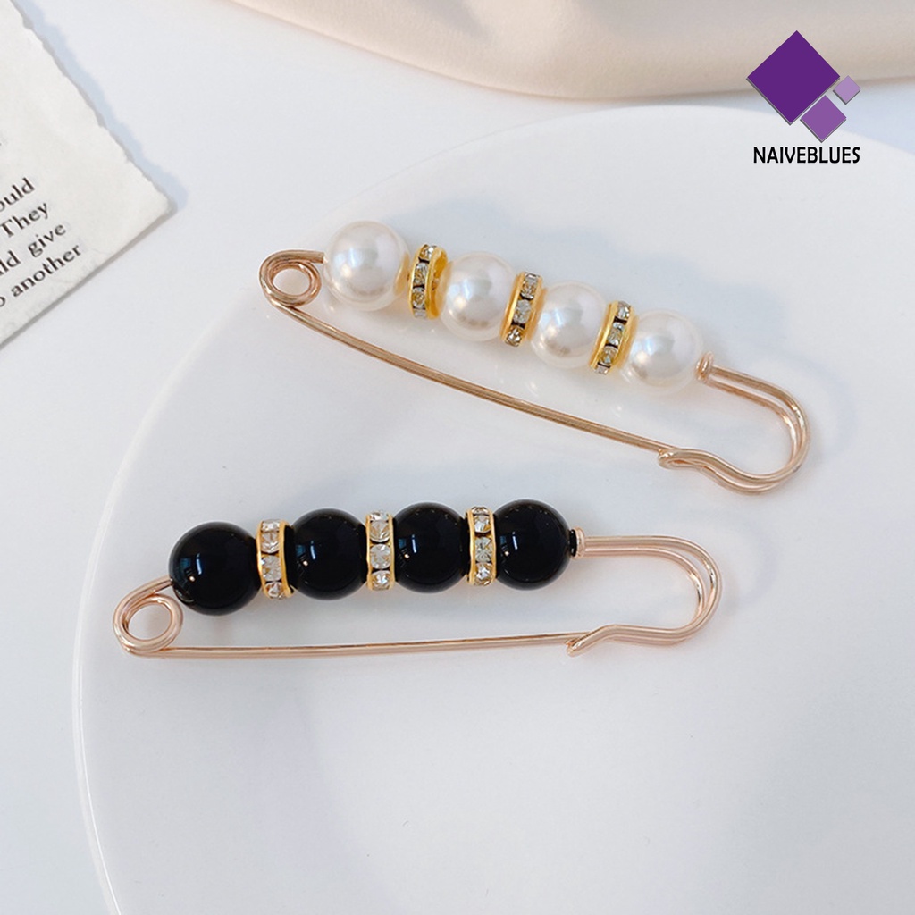 &lt; Naiveblues &gt; Bros Penyesuaian Pinggang Mutiara Imitasi Gaya Korea Brooch Pin Pakaian