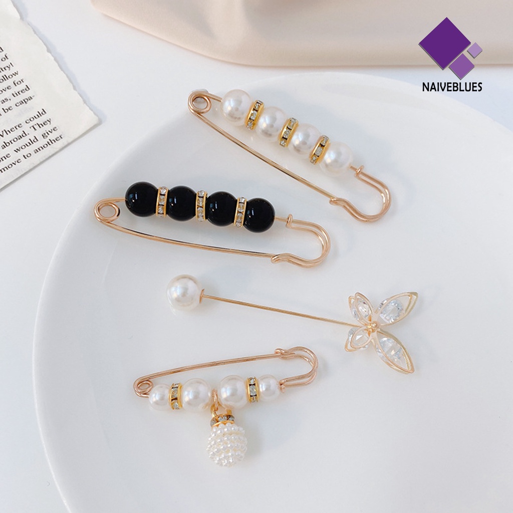 &lt; Naiveblues &gt; Bros Penyesuaian Pinggang Mutiara Imitasi Gaya Korea Brooch Pin Pakaian