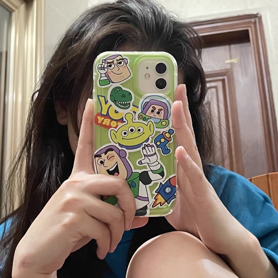 IPHONE Buzz Lightyear Casing Ponsel Cocok Untuk Iphone11 14 14pro 14plus 13 13mini 13pro 13prm iPhone12 7Plus 8Plus Xr XS 13 12mini Pro Max Empat Sudut Casing Ponsel Transparan Tahan Guncangan