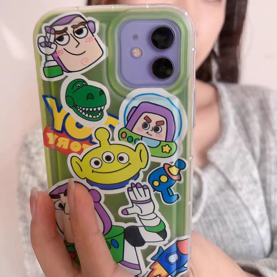 IPHONE Buzz Lightyear Casing Ponsel Cocok Untuk Iphone11 14 14pro 14plus 13 13mini 13pro 13prm iPhone12 7Plus 8Plus Xr XS 13 12mini Pro Max Empat Sudut Casing Ponsel Transparan Tahan Guncangan