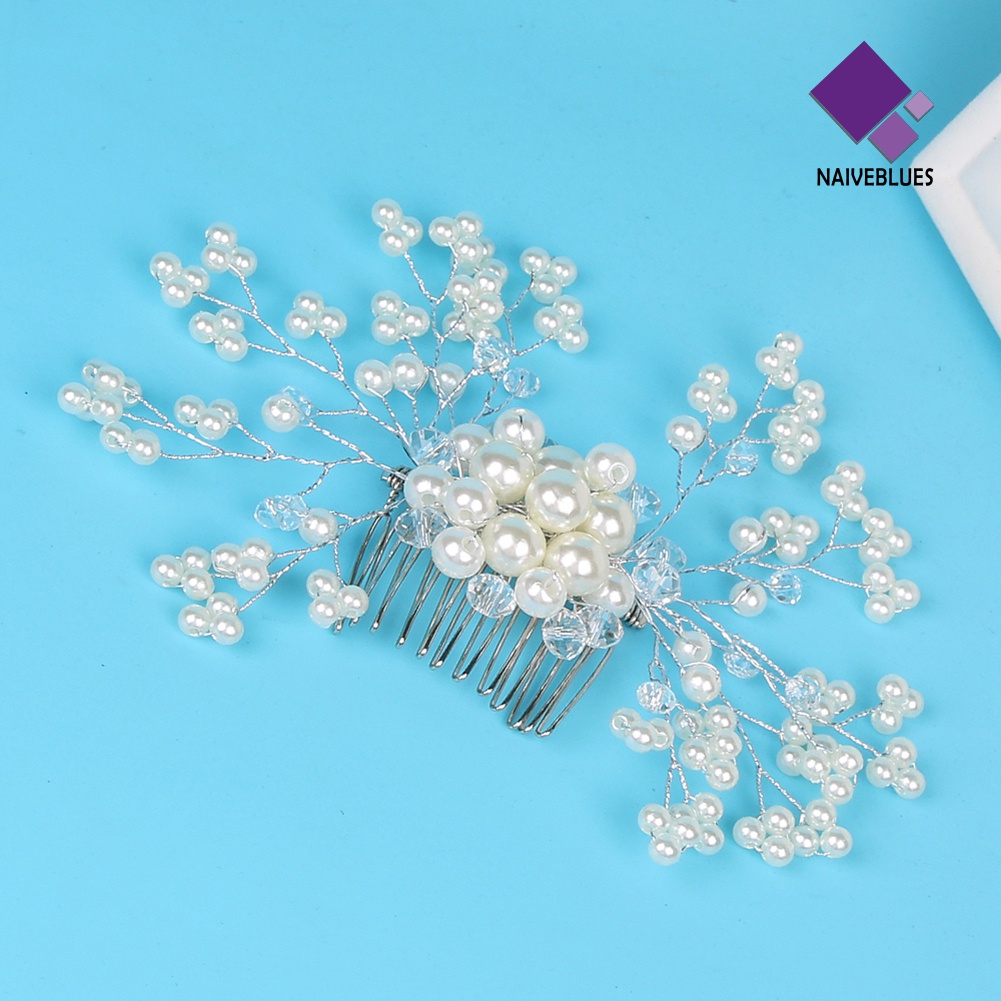 &lt; Naiveblues &gt; Pesta Pernikahan Pengantin Elegan Hiasan Kepala Wanita Bunga Mutiara Jepit Rambut Hair