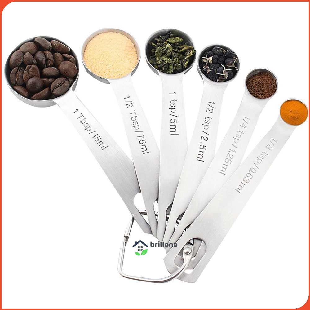 HOOMIN Sendok Takar Ukur Measurement Spoon Stainless Steel 6 PCS - 16752