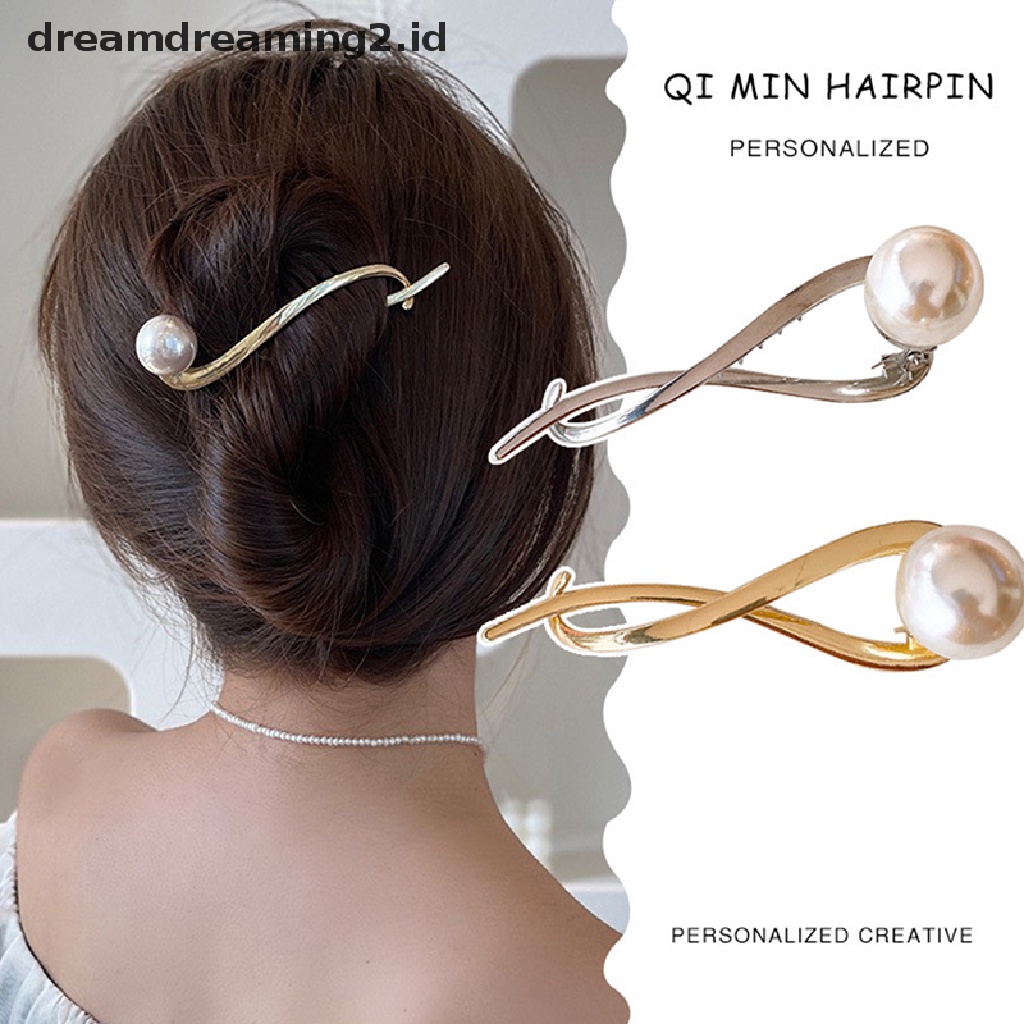 (dream) Jepit Rambut Mutiara Satu Kata Klip Kodok Jepit Grab Clip On The Back Of Head Arc Hairpin For Women Girls Simple Geometric Hairgrip Aksesoris Rambut Untuk Wanita &amp; Anak Perempuan Hairstyles