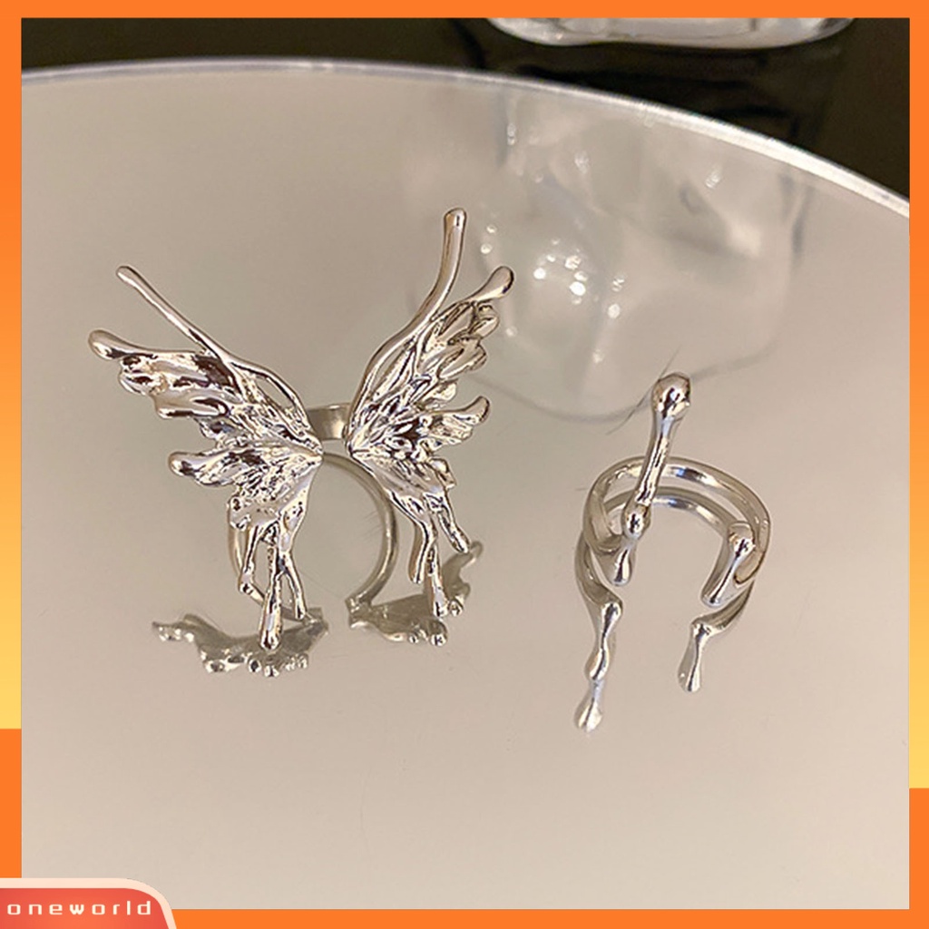 [EONE] Cincin Wanita Butterfly Opening Berlebihan Adjustable Cincin Jari Berbentuk Tetesan Air Untuk Pacaran