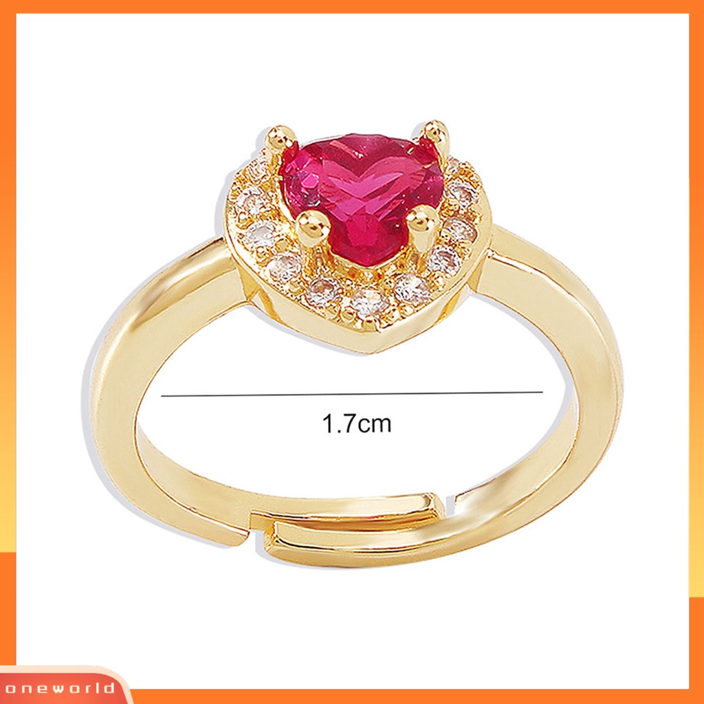 [EONE] Wanita Cincin Hati Cubic Zirconia Manis Gaya Perancis Berlian Imitasi Jari Cincin Perhiasan Fashion