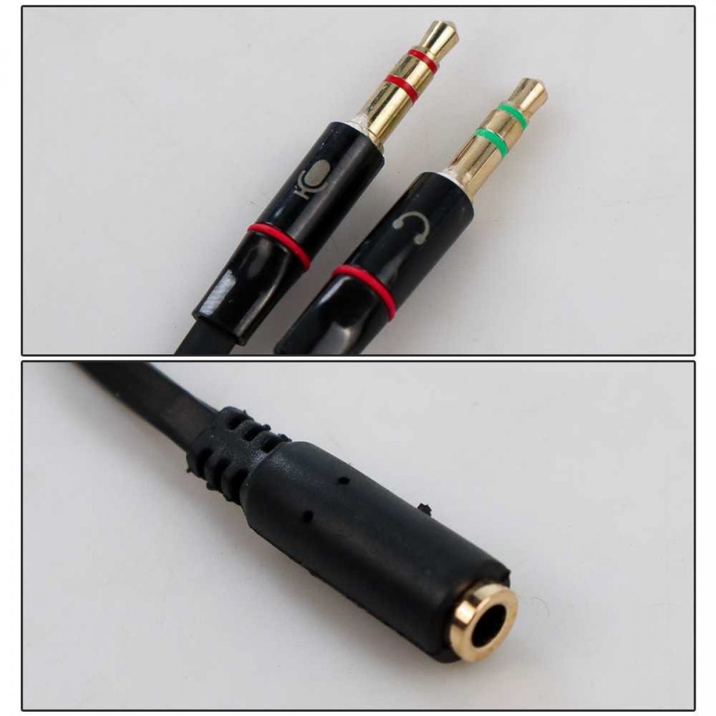 Kabel AUX Splitter Audio Jack Female to Dual 3.5mm Male Mic-Hear 15cm