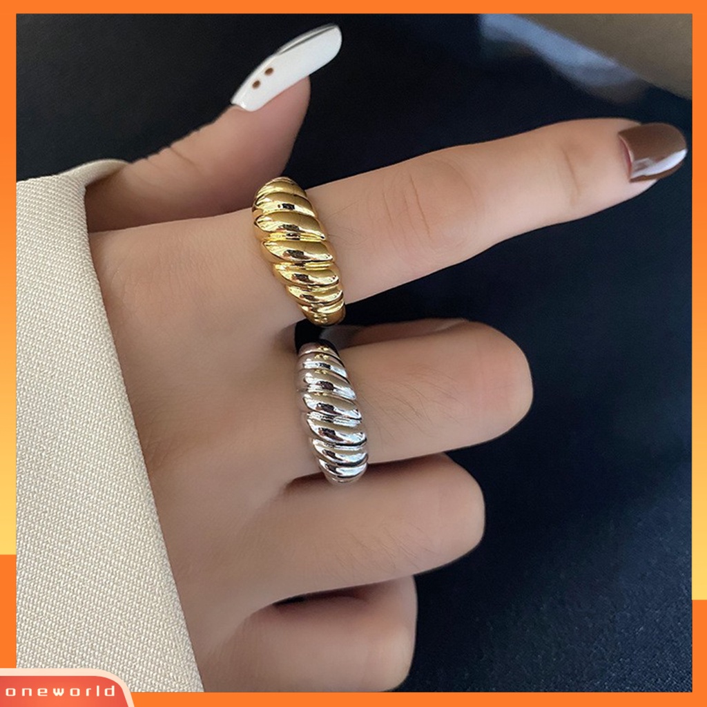 [EONE] Cincin Jari Terbuka Dapat Disesuaikan Berlebihan Tidak Luntur Vintage Dekorasi Kepribadian Wanita Perhiasan Perancis Croissant Cincin Perhiasan Aksesoris