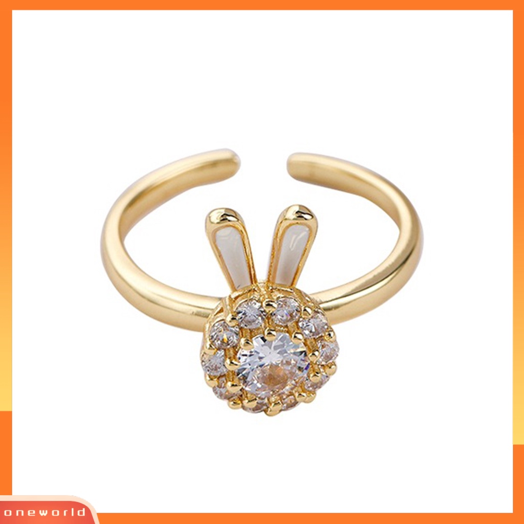 [EONE] Knuckle Ring Electroplating Cubic Zirconia Geometris Adjustable High Gloss Dress Up Hypoallergenic Halus Kelinci Pesona Terbuka Cincin Wanita Perhiasan