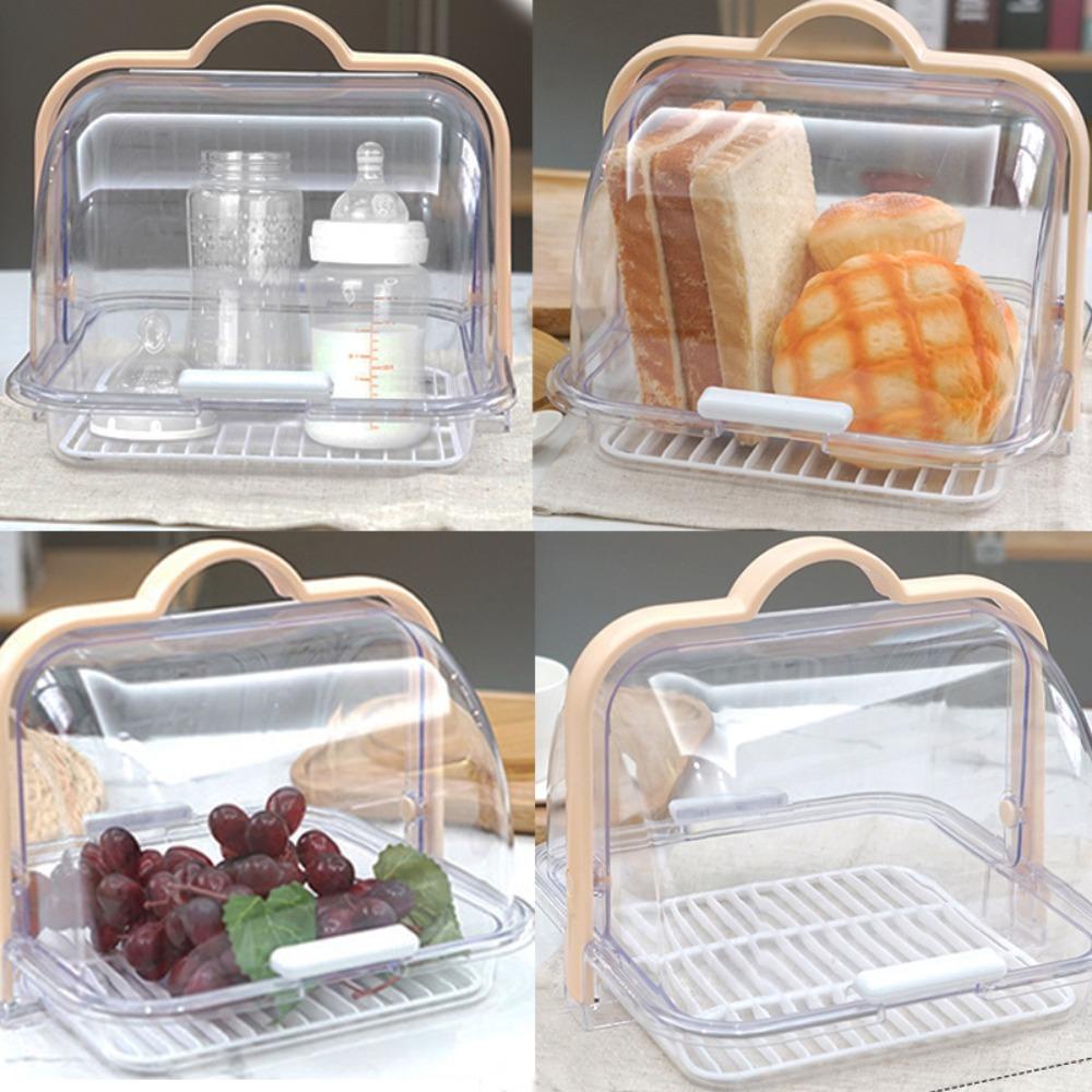 [Elegan] Wadah Roti Plastik Transparan Untuk Mangkok Roti Dan Sumpit Portable Botol Susu Draining Storage Rack