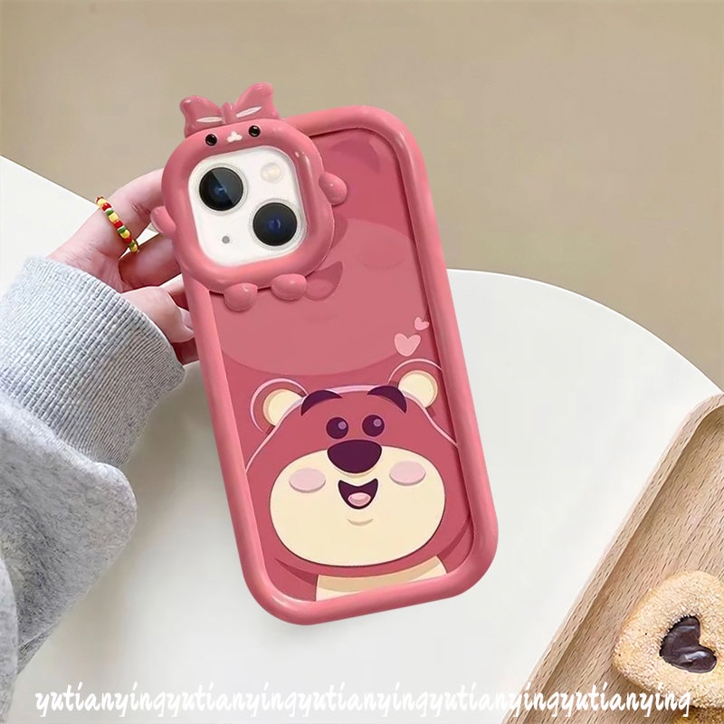 Case Manyo Beruang Strawberry Lucu Vivo Y35 Y12i Y12 Y22 Y15 Y16 Y21 Y22s Y02s Y31 Y20 Y11 Y30 Y55 Y17 Y51 Y15A Y15s Y33s V25E Y91 V25 V23E V23 Y75 3D Bow Little Monster Lens Cover