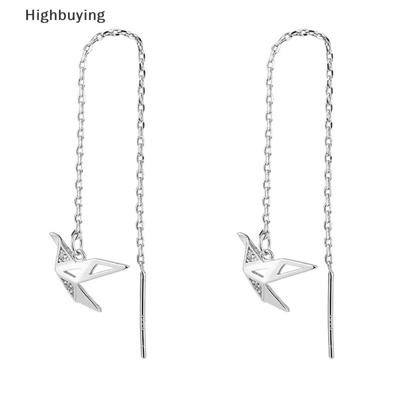 Hbid 1pasang Perhiasan Sederhana Origami Paper Crane Menjuntai Rumbai Anting Garis Untuk Wanita Gadis Fashion Perhiasan Hadiah Glory