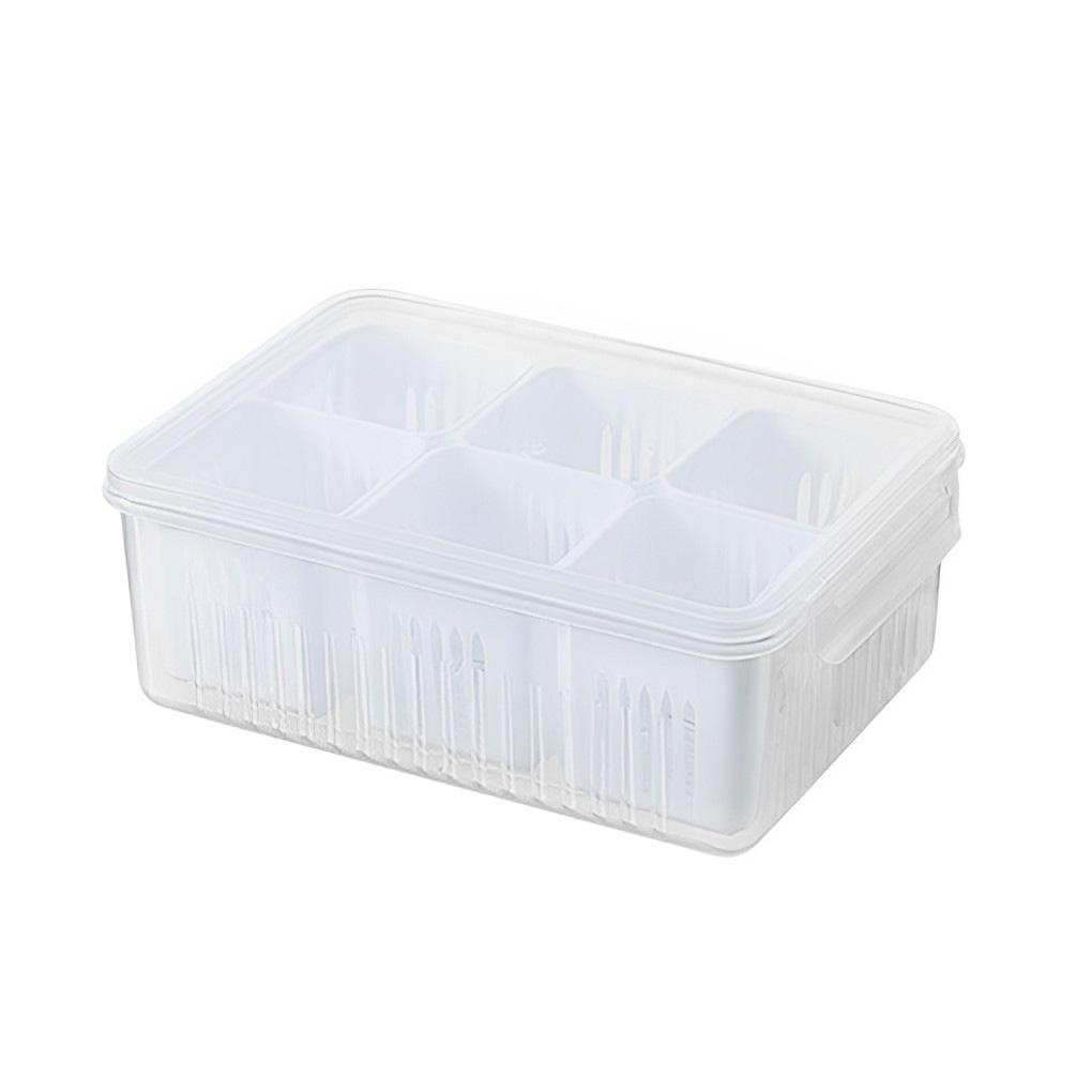 Kotak Penyimpanan Kulkas Transparan 6kisi Dapat Ditumpuk Dapur Rumah Tangga Jahe Organizer Drain Basket Aksesoris