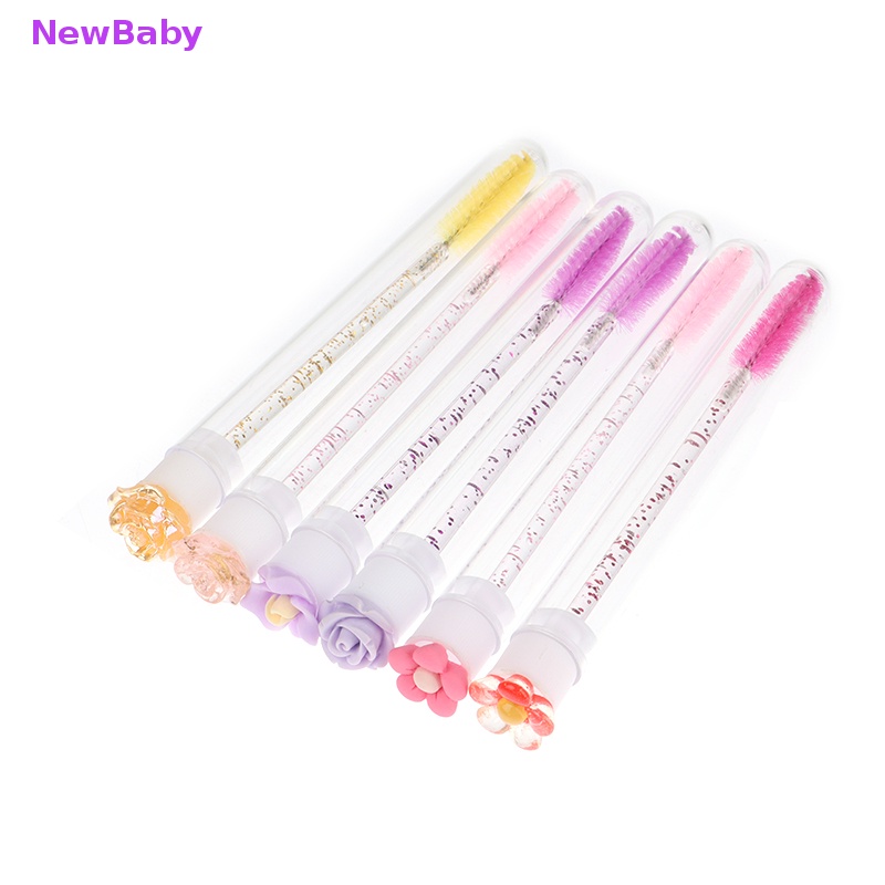 Newbaby 8pcs Tabung Tongkat Maskara Dengan Tabung Sikat Bulu Mata Motif Mawar Untuk Lash Extension ID