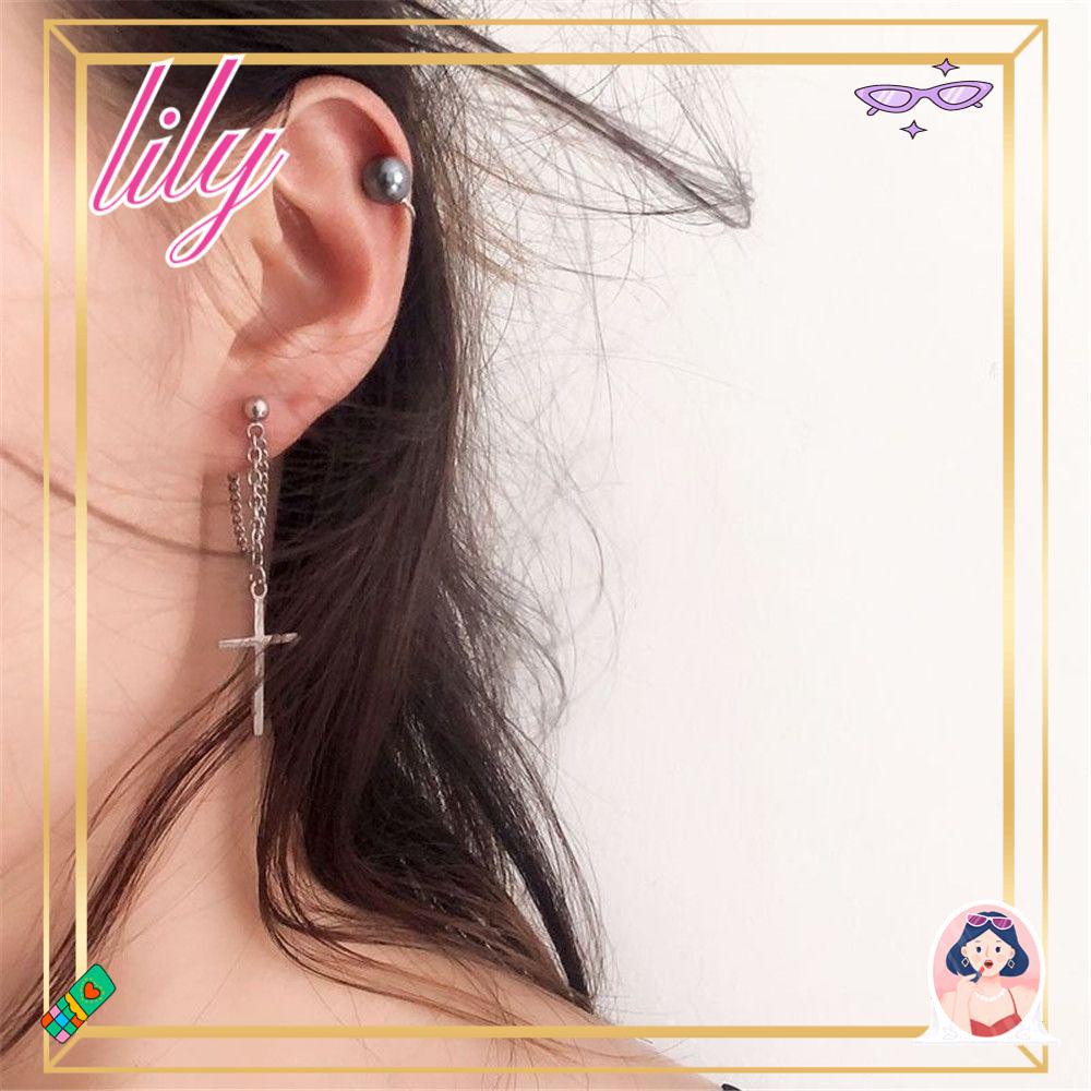 Anting Rantai Salib LILY Kepribadian Perempuan Tampan Tanpa Tindik