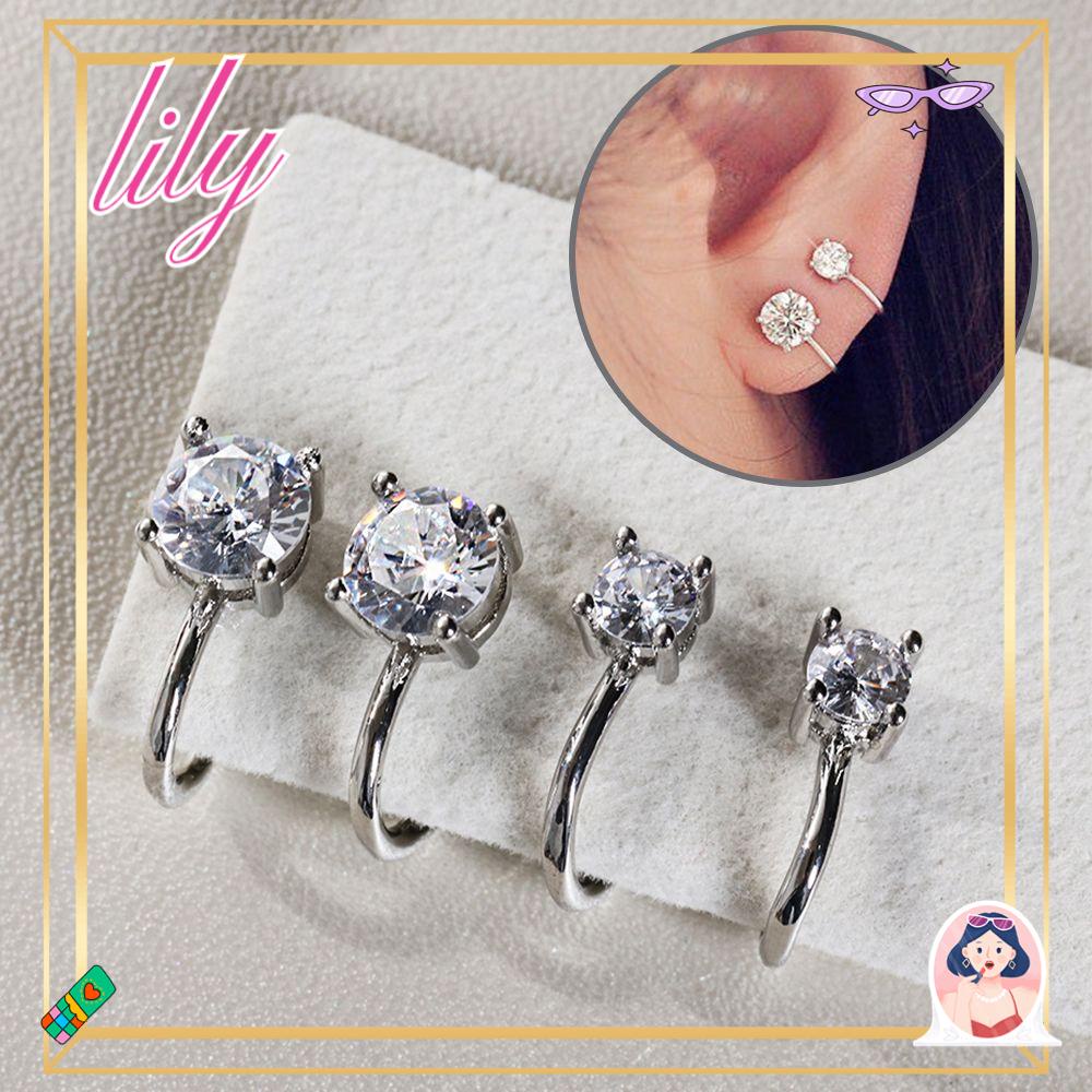 Lily Zirkon Manset Telinga Perhiasan Pesta Baru Anting Non Piercing